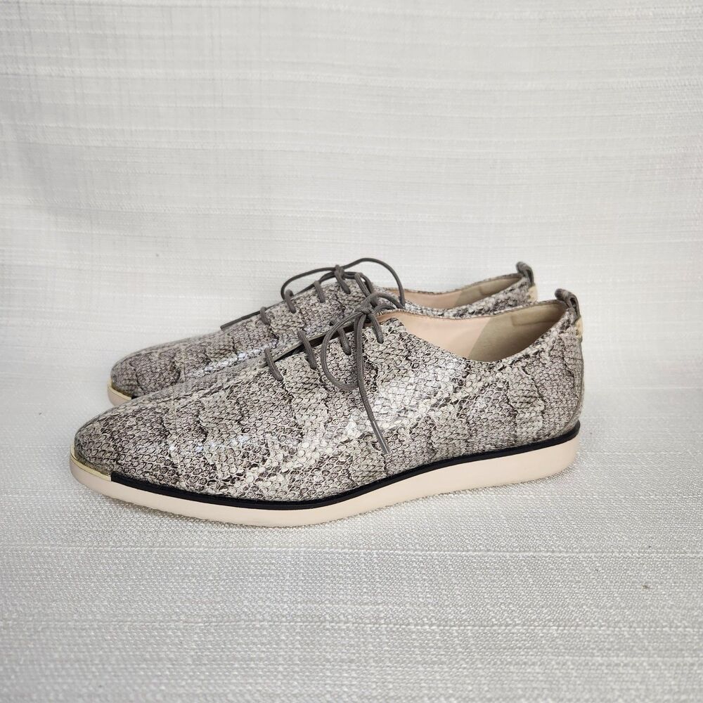 Cole Haan Womens 10 B Grand Ambition Snake Print Lace Up Leather Oxford Shoes